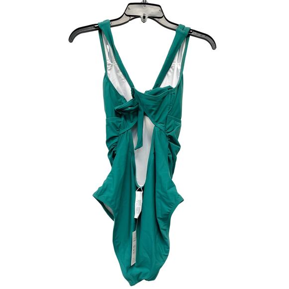 Cupshe Women's Ruched Cross Back One Piece Swimsuit Green Size Large - Picture 4 of 7